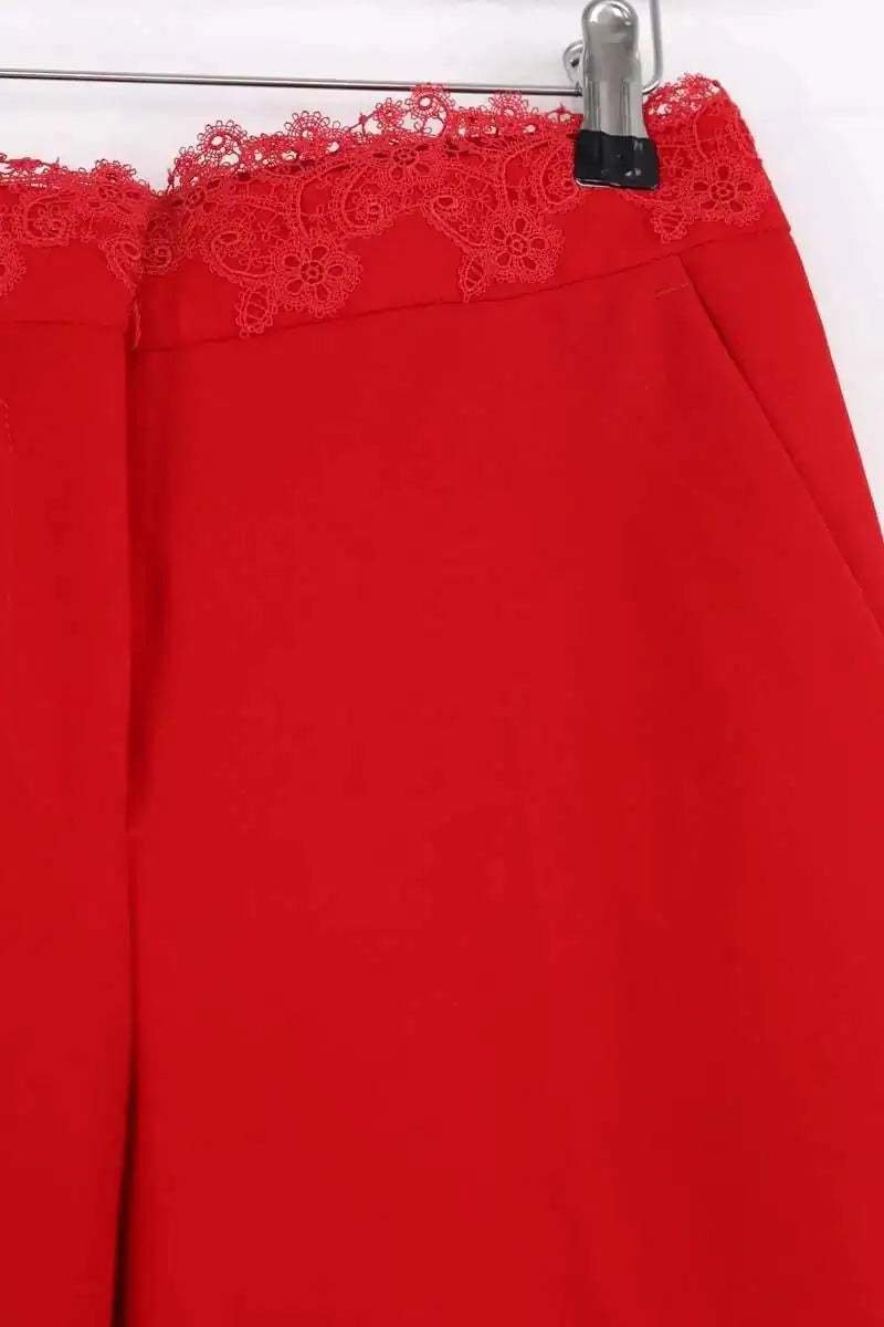 Pantalon droit The Kooples Rouge en Synthétique