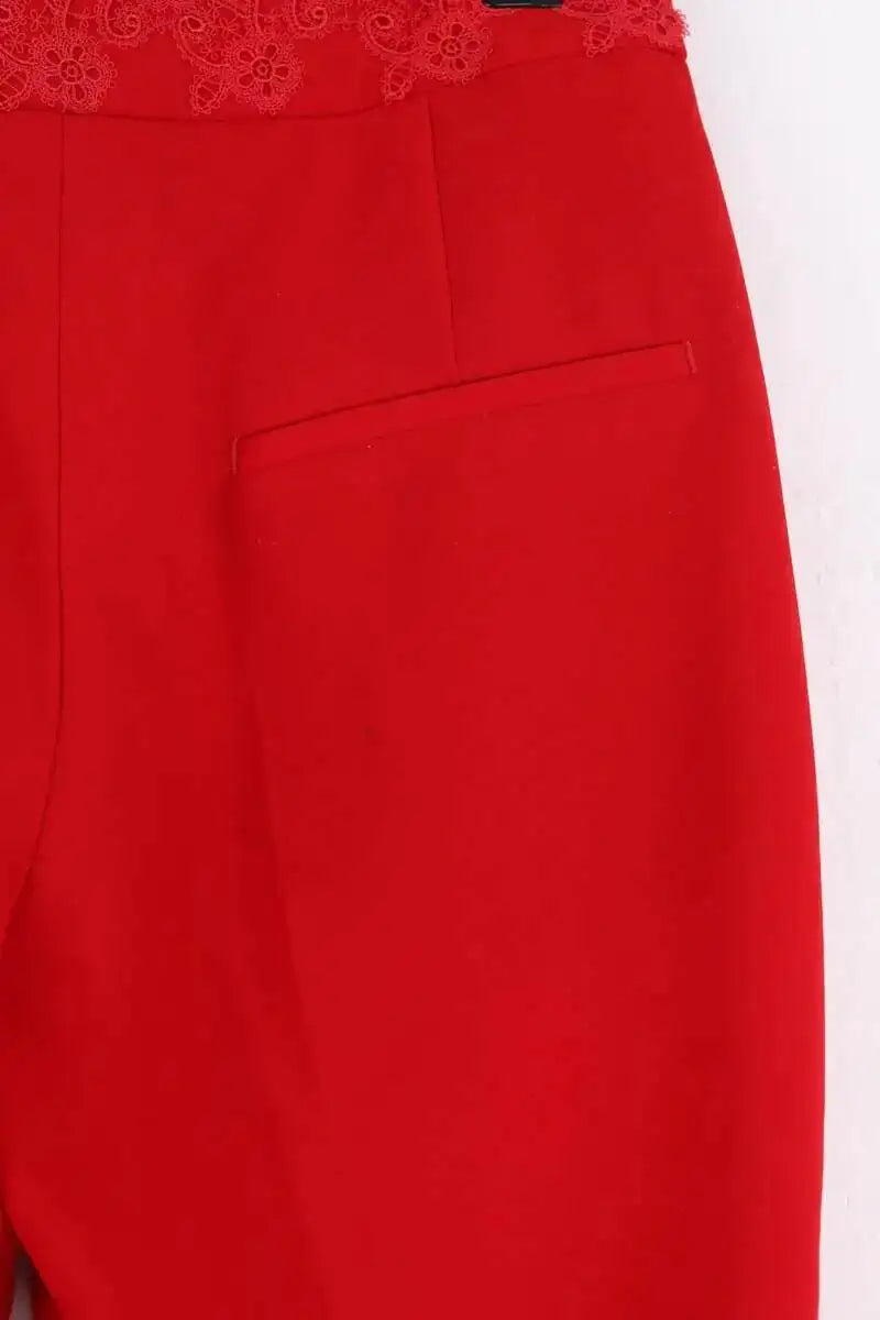 Pantalon droit The Kooples Rouge en Synthétique