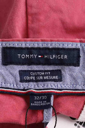 Pantalon droit Tommy Hilfiger Rose en Coton