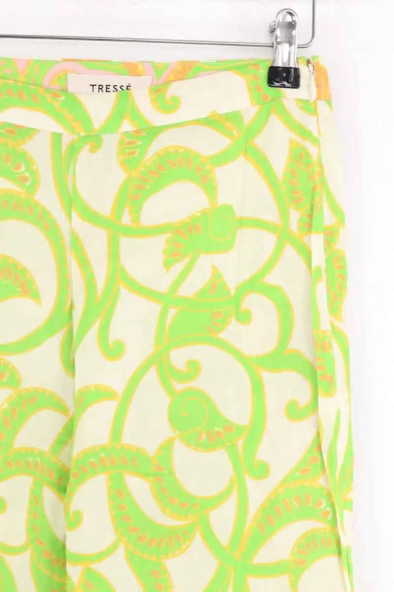 Pantalon droit Tresse Vert en Lin
