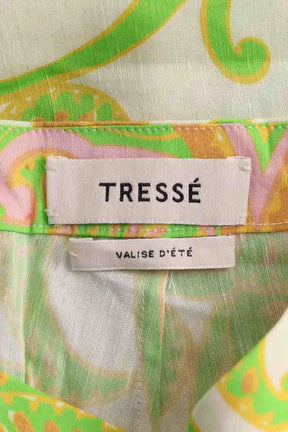Pantalon droit Tresse Vert en Lin