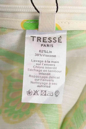 Pantalon droit Tresse Vert en Lin