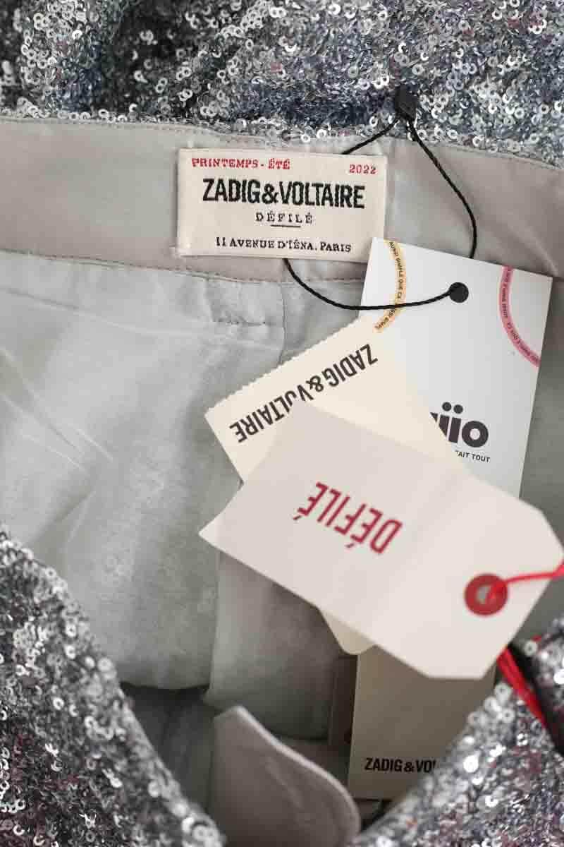 Pantalon droit Zadig & Voltaire Argent en Synthétique