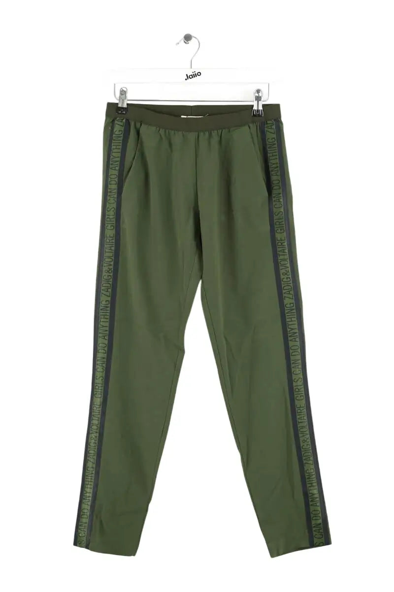 Pantalon droit Zadig & Voltaire Paula crepe Kaki en Synthétique, taille S - Seconde Main