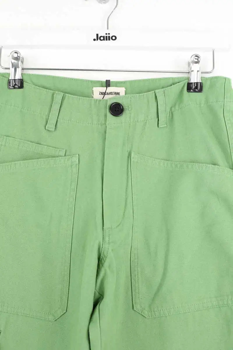 Pantalon droit Zadig & Voltaire Player canvas amande Vert en Coton