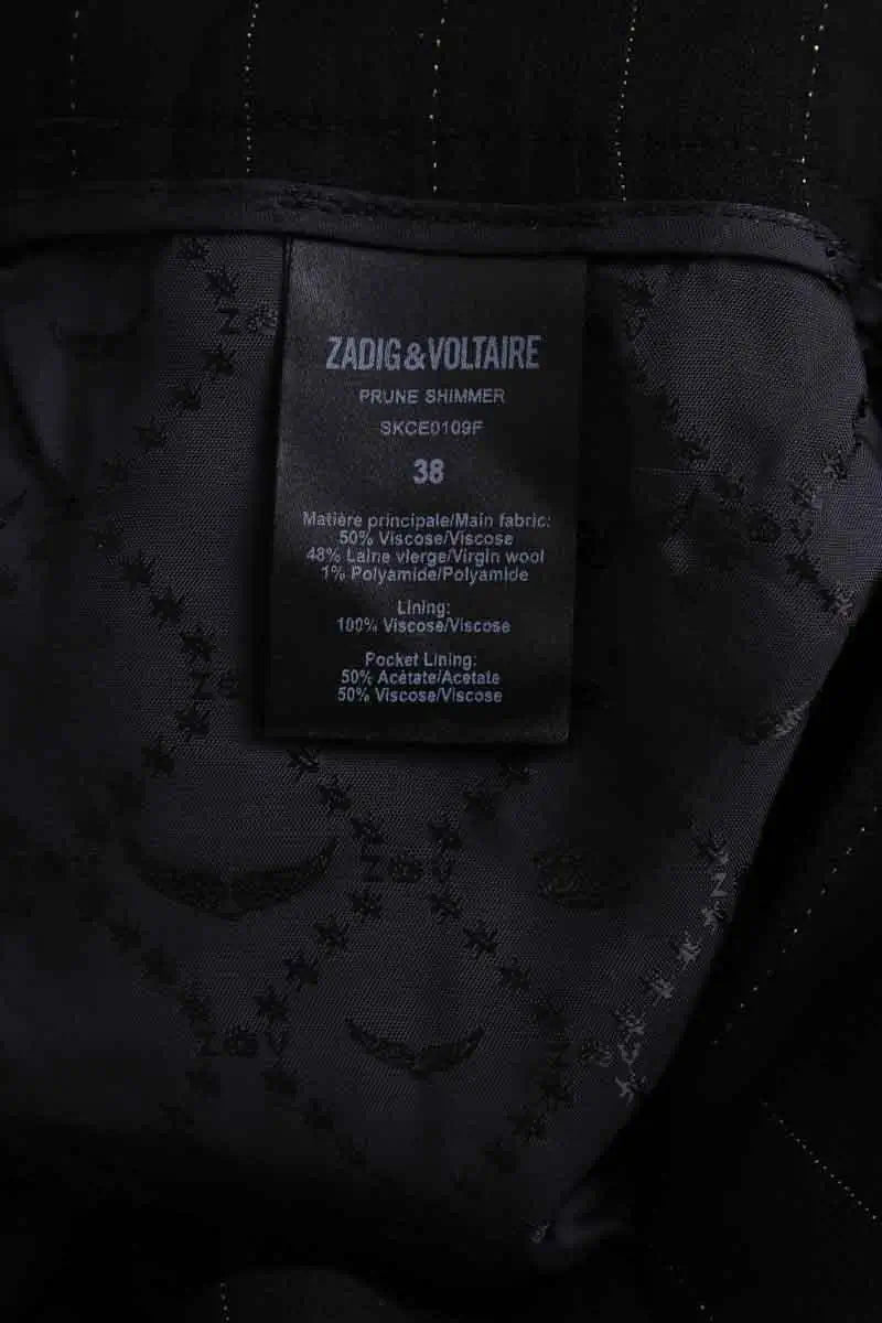 Pantalon droit Zadig & Voltaire Prune shimmer Noir en Viscose
