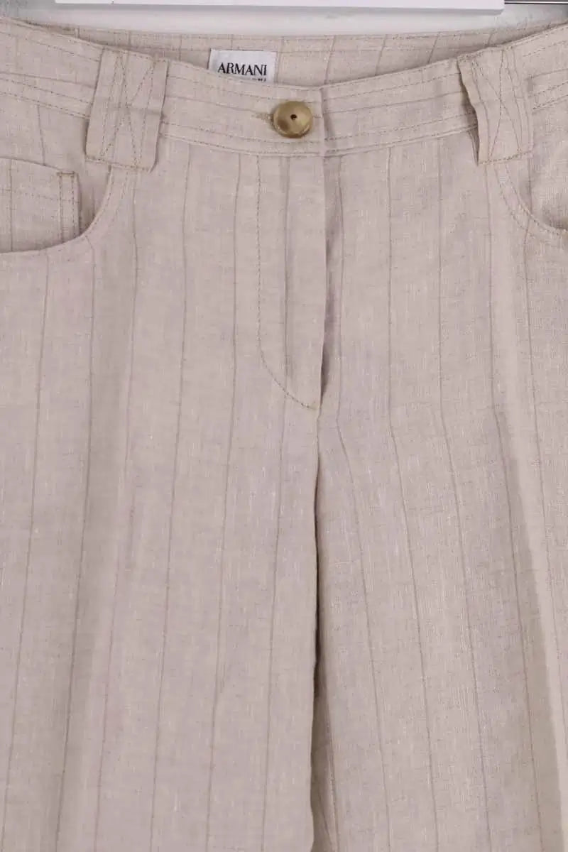 Pantalon large Armani Jeans Beige en Lin