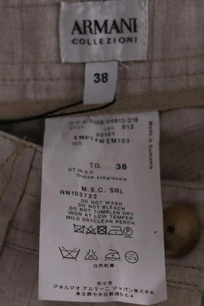 Pantalon large Armani Jeans Beige en Lin