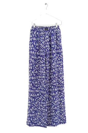 Pantalon large Balenciaga Bleu en Soie, taille L - Seconde Main
