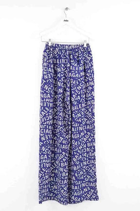 Pantalon large Balenciaga Bleu en Soie