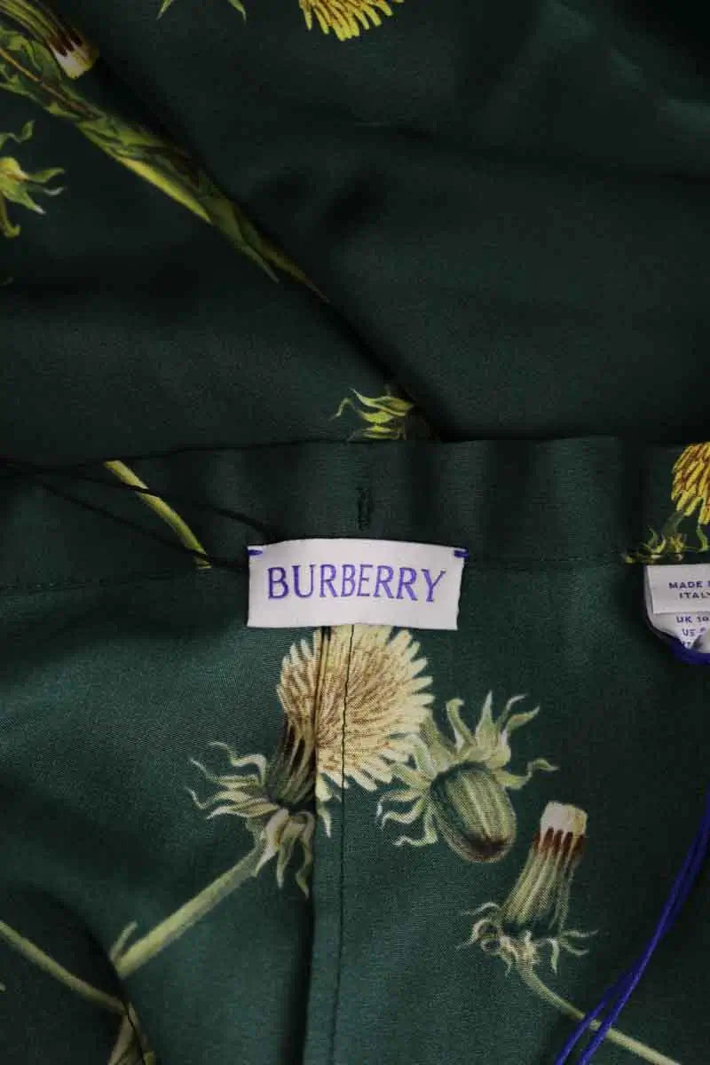 Pantalon large Burberry Vert en Soie