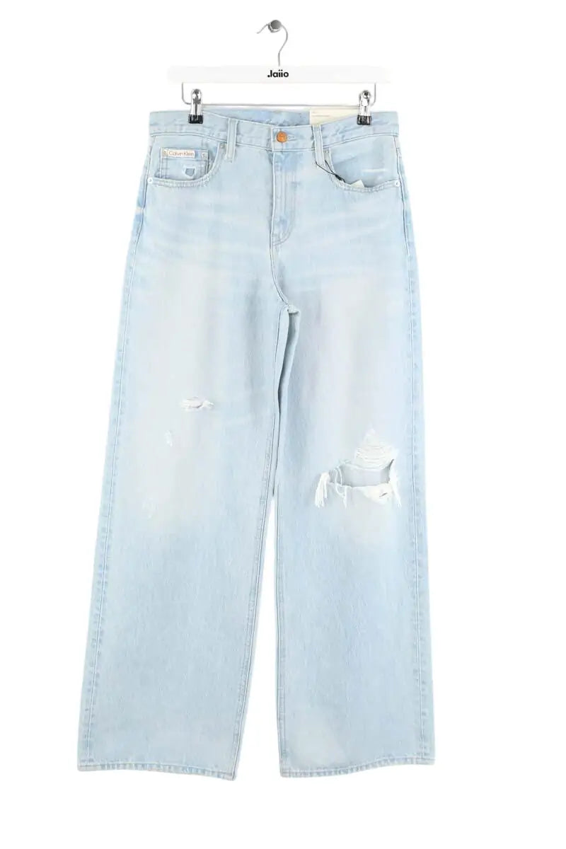 Pantalon large Calvin Klein Low rise loose Bleu en Coton, taille XS - Seconde Main