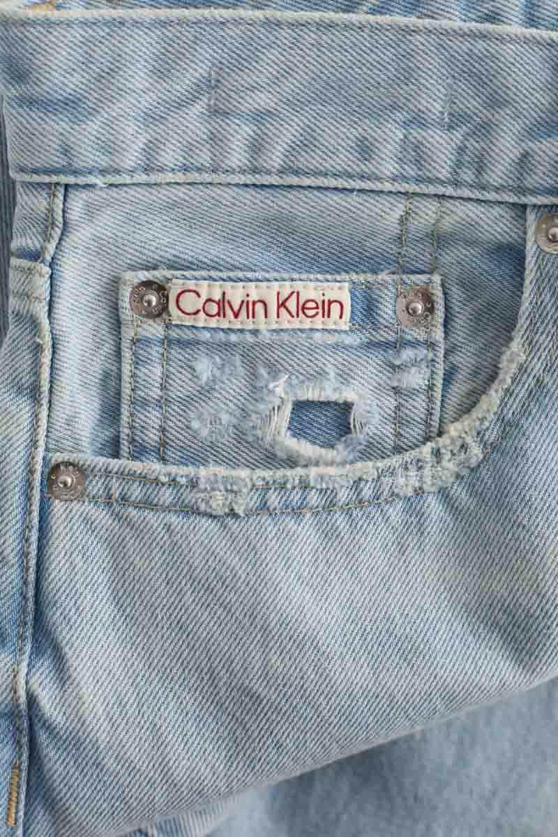 Pantalon large Calvin Klein Low rise loose Bleu en Coton