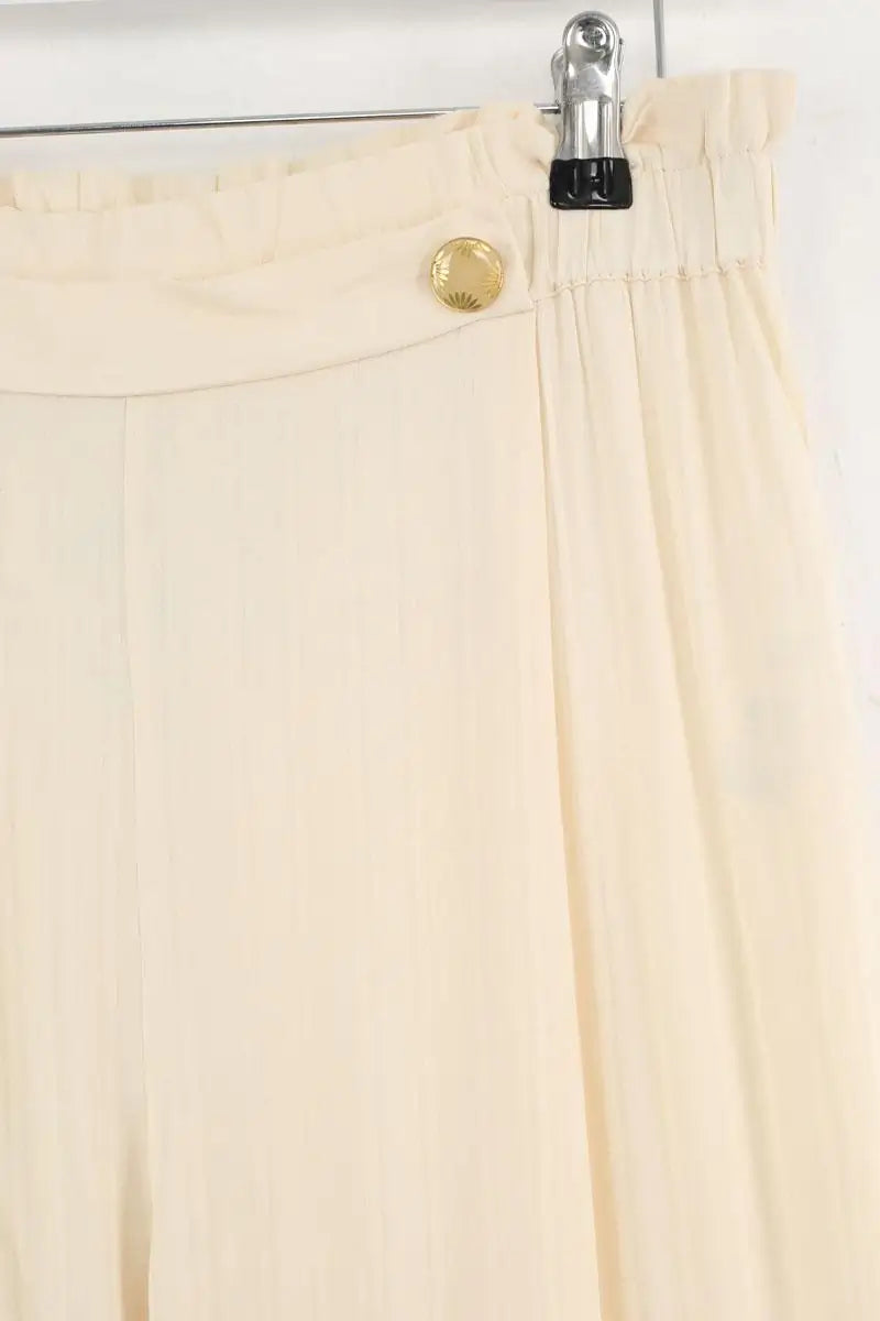 Pantalon large Des Petits Hauts Beige en Viscose