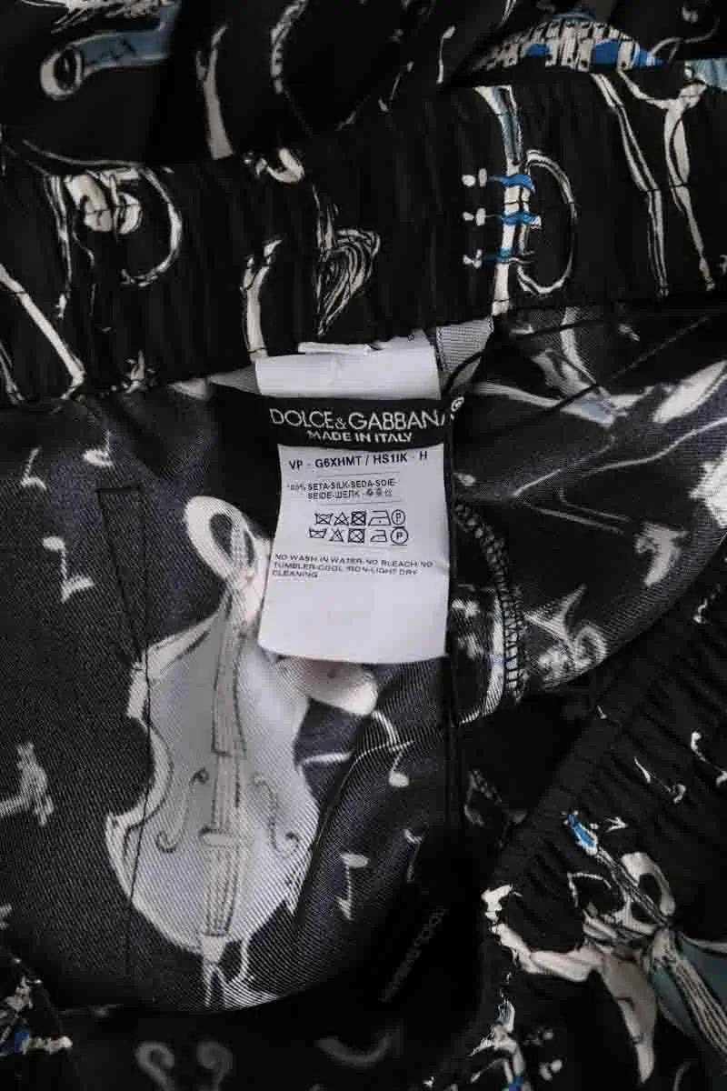 Pantalon large Dolce & Gabbana Noir en Soie