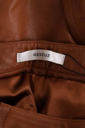 Pantalon large Gestuz Camel en Cuir