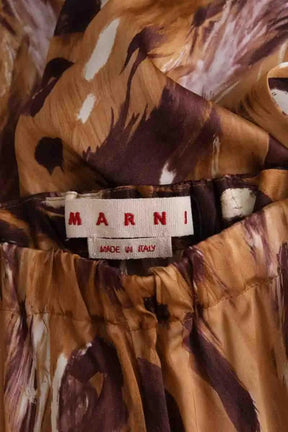 Pantalon large Marni Marron en Viscose