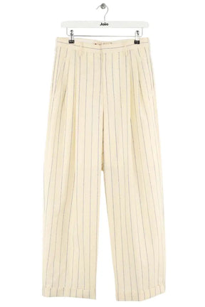 Pantalon large Marni Pin stripe wool fresco Ecru en Laine, taille XS - Seconde Main