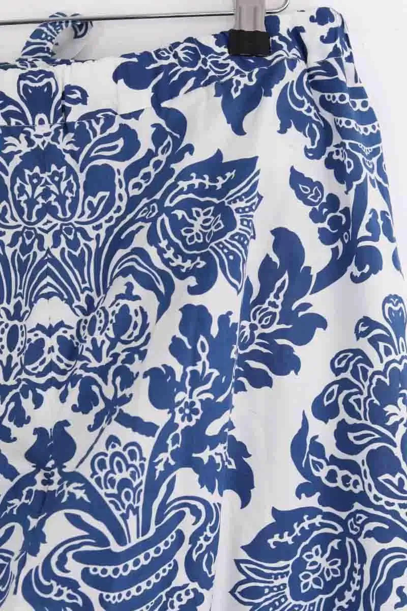Pantalon large Max Mara Bleu en Coton