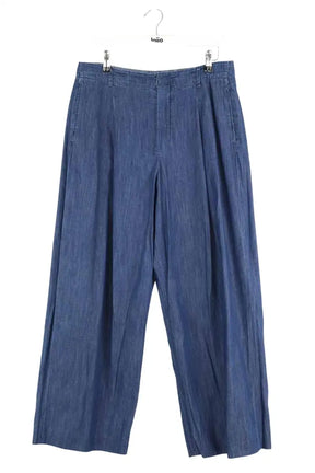 Pantalon large Max Mara Bleu en Coton, taille L - Seconde Main