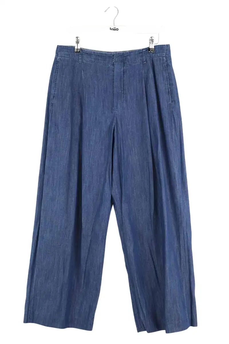 Pantalon large Max Mara Bleu en Coton, taille L - Seconde Main