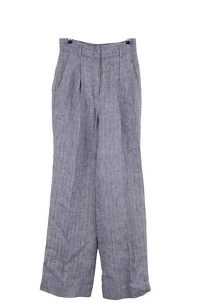 Pantalon large Max Mara Bleu en Lin, taille L - Seconde Main