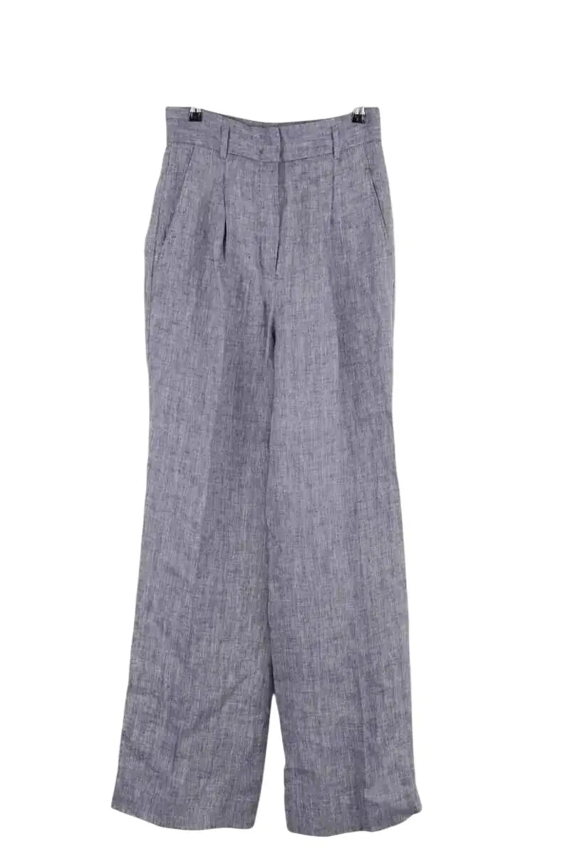 Pantalon large Max Mara Bleu en Lin, taille L - Seconde Main