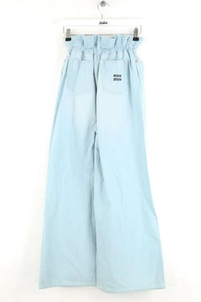 Pantalon large Miu Miu Bleu en Coton