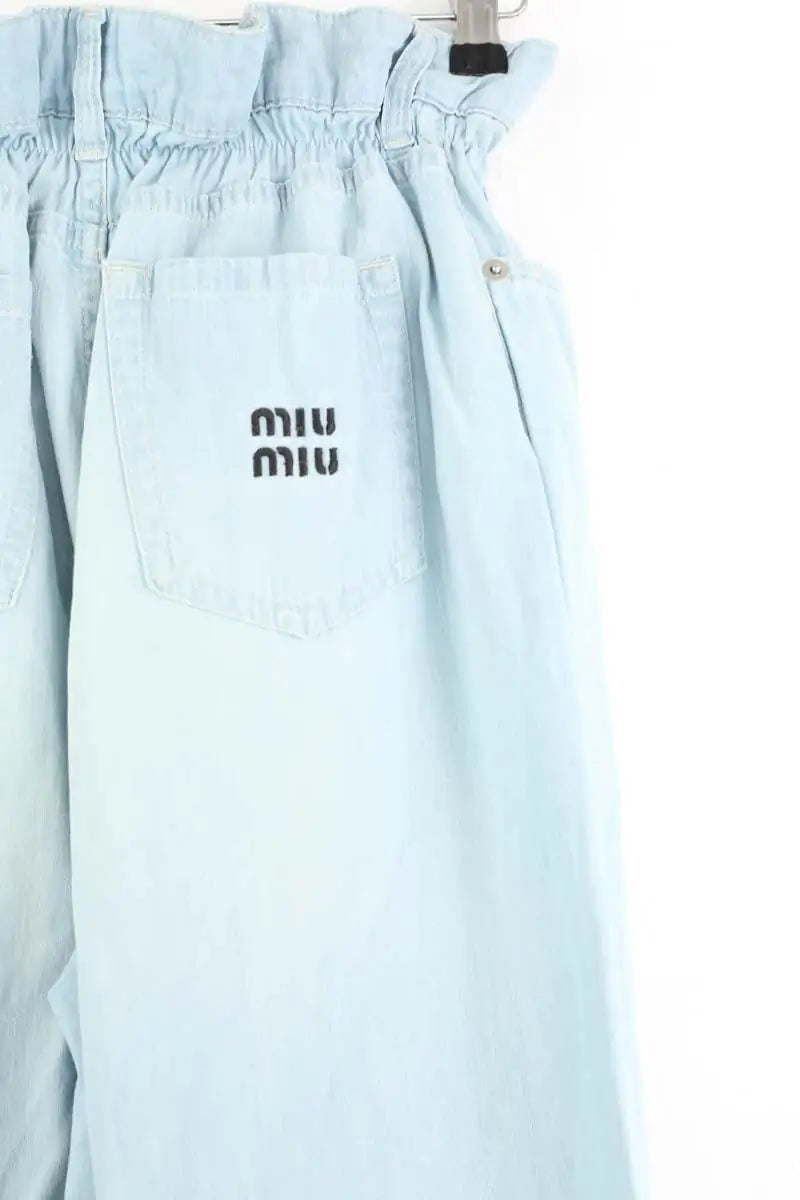Pantalon large Miu Miu Bleu en Coton