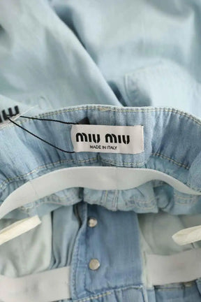 Pantalon large Miu Miu Bleu en Coton