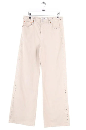 Pantalon large RE/DONE Ecru en Coton, taille M - Seconde Main