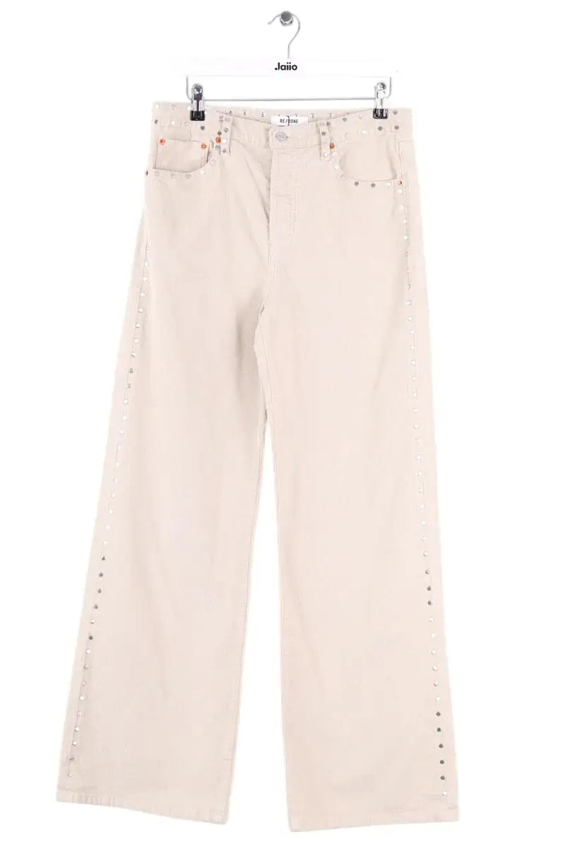 Pantalon large RE/DONE Ecru en Coton, taille M - Seconde Main