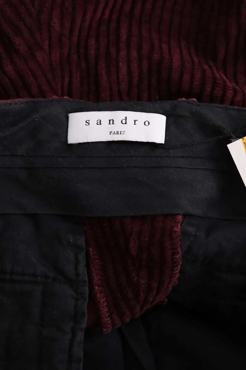 Pantalon large Sandro Bordeaux en Coton