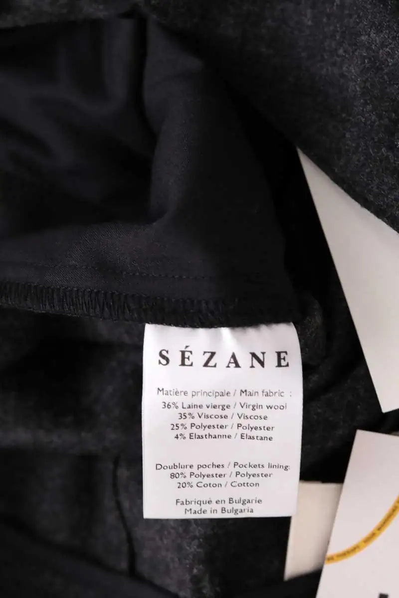 Pantalon large Sézane Anthracite en Coton