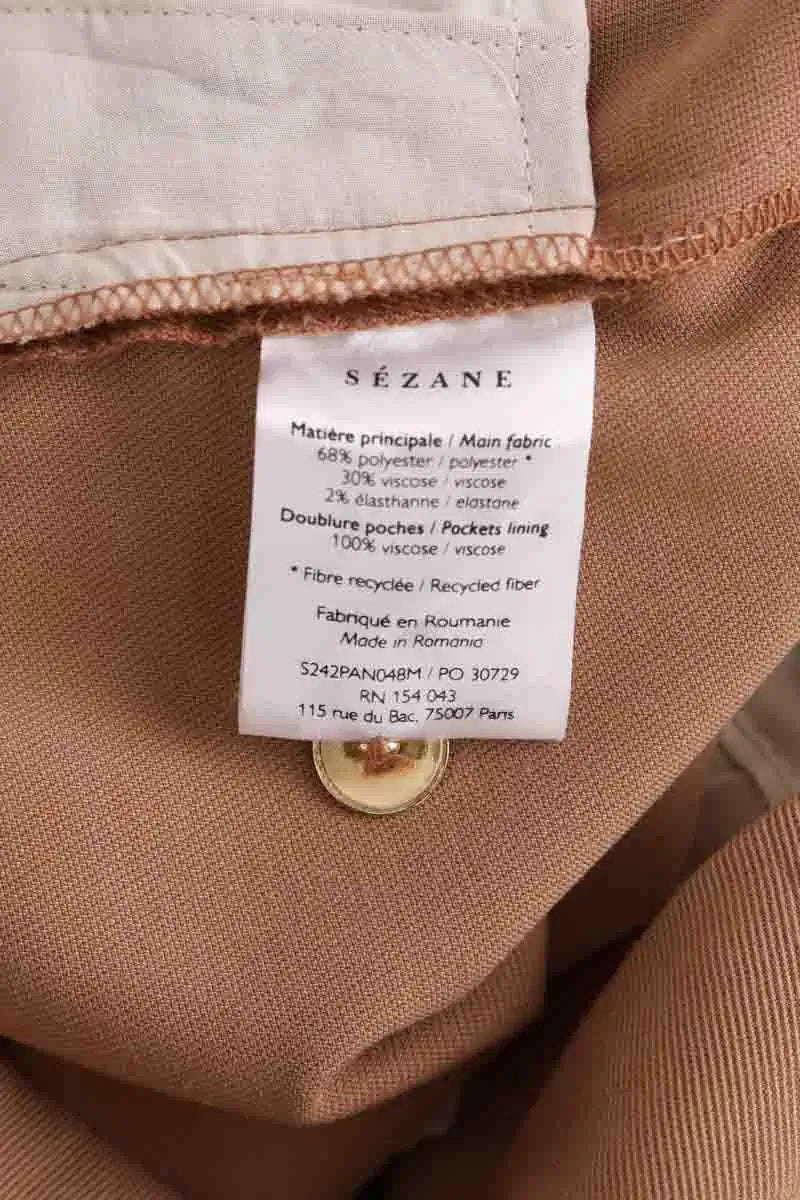 Pantalon large Sézane Camel en Coton