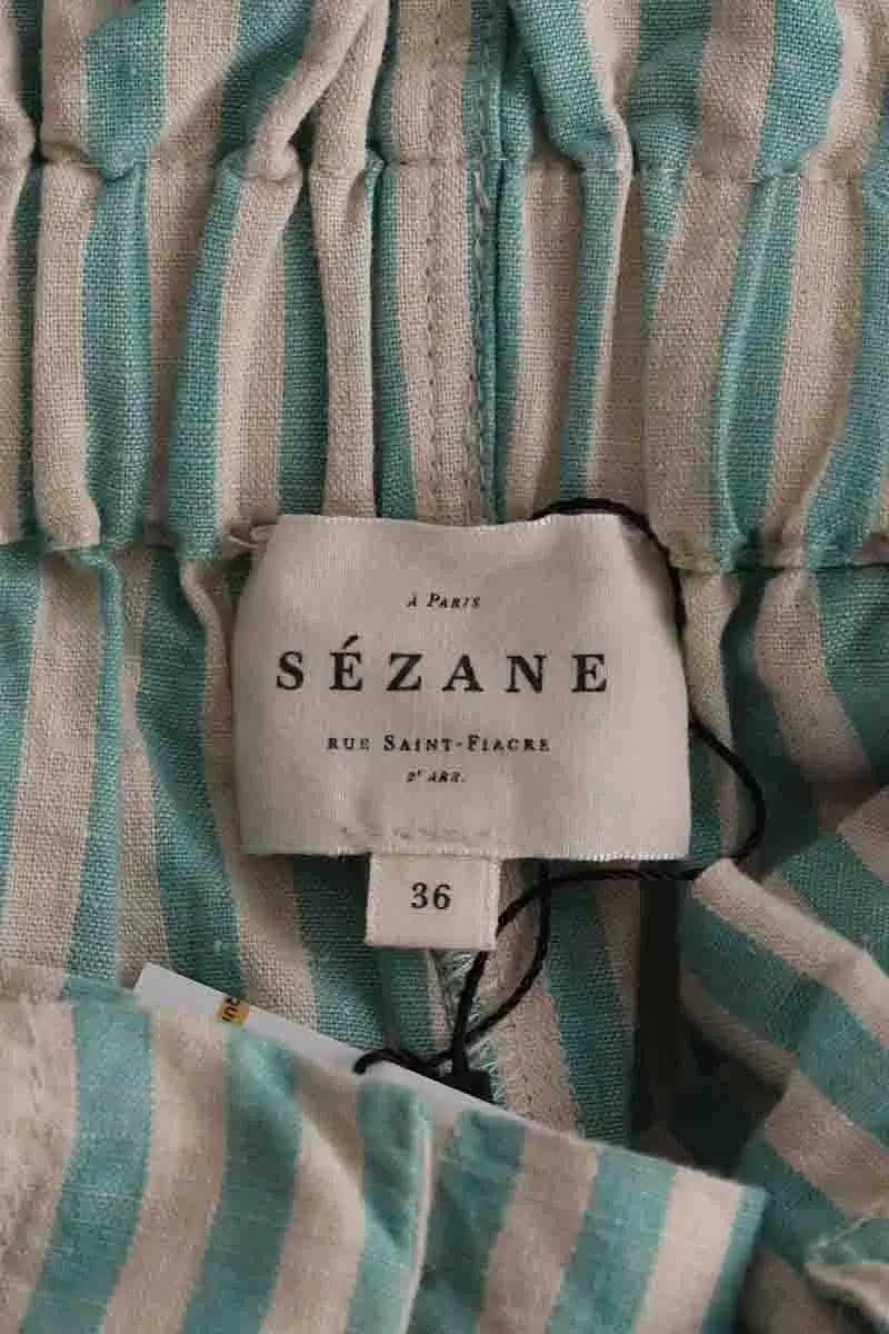 Pantalon large Sézane Ecru en Lin