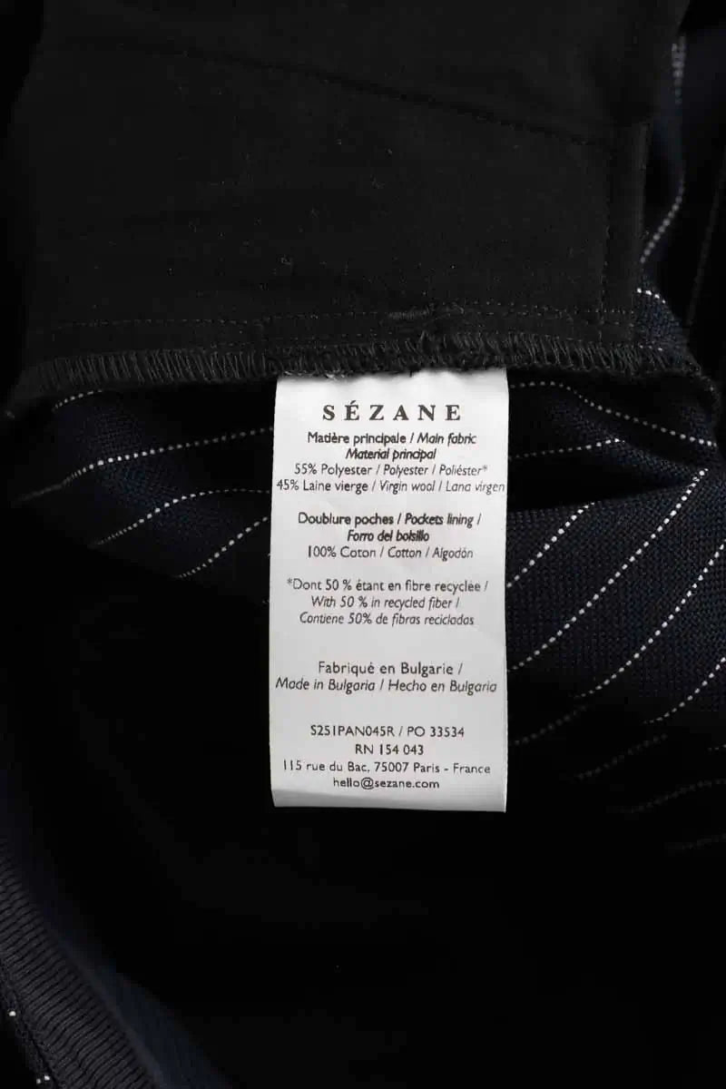 Pantalon large Sézane Marine en Polyester
