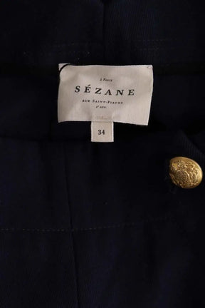 Pantalon large Sézane Marine en Synthétique