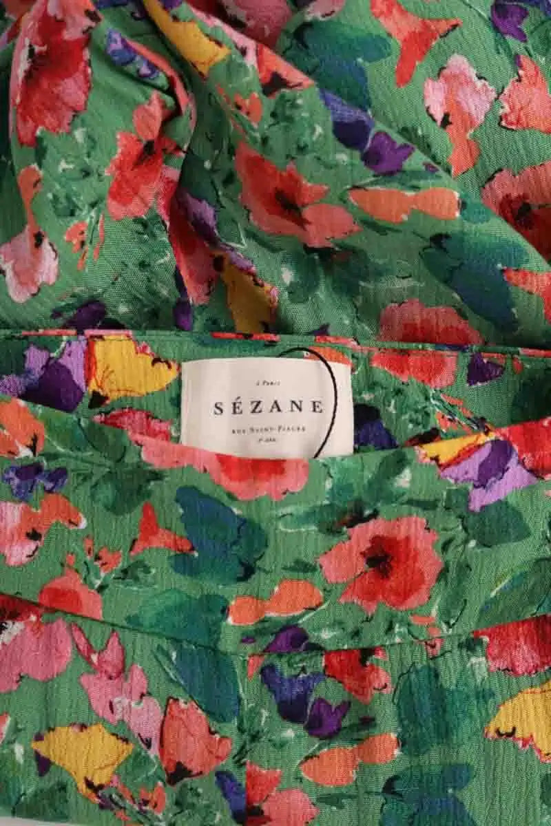 Pantalon large Sézane Vert en Viscose