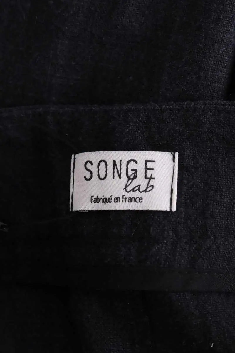 Pantalon large Songe Lab Noir en Lin