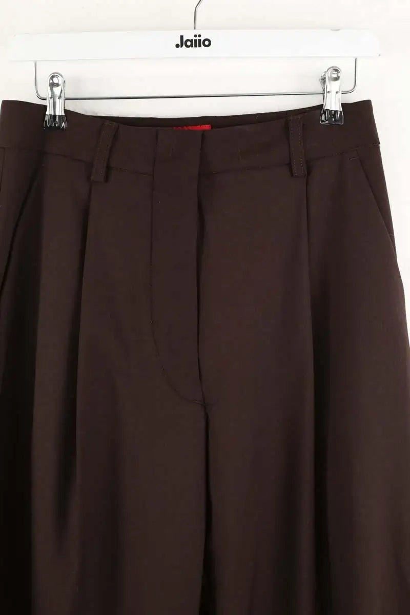 Pantalon large TheLatest Chino pleat wide leg pants Marron en Polyester