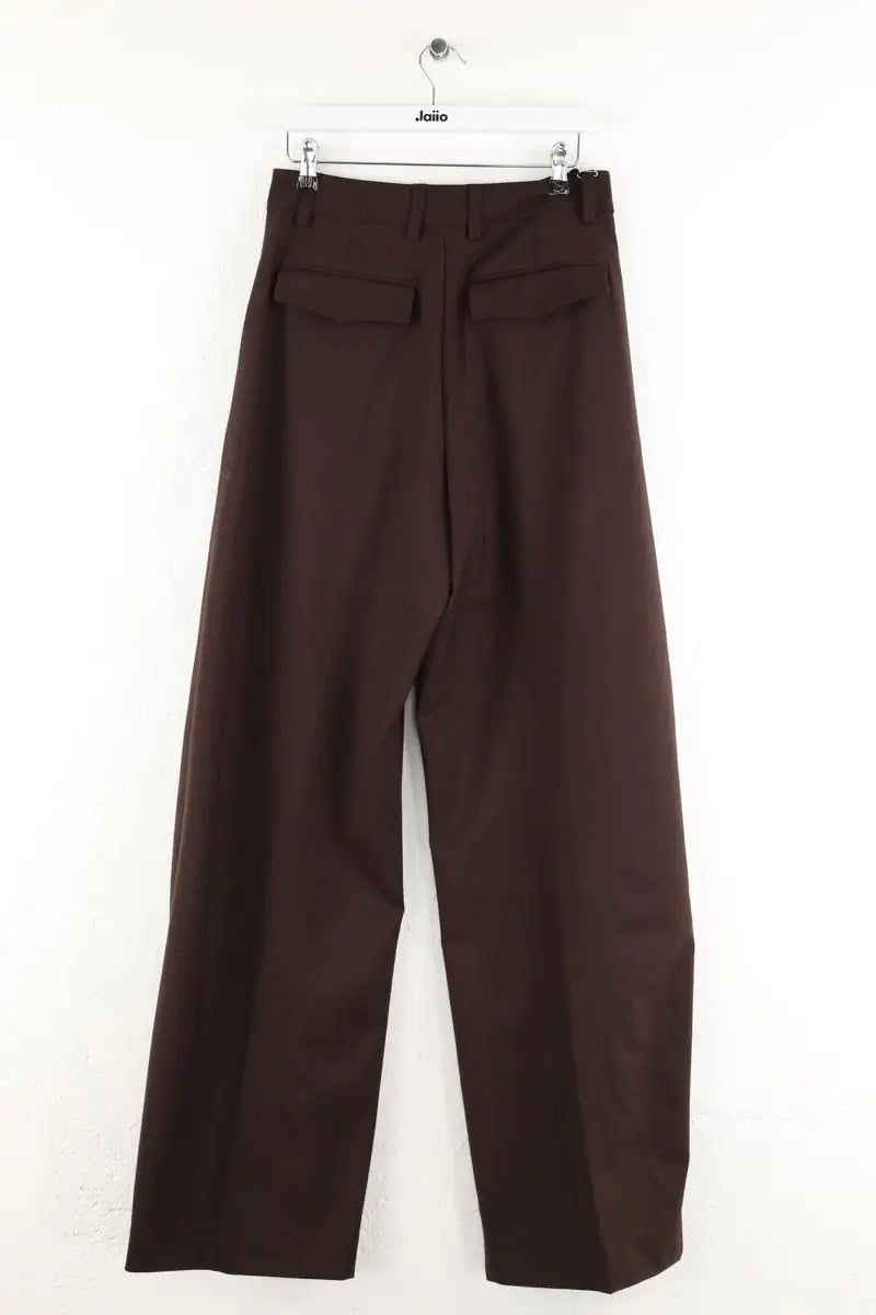 Pantalon large TheLatest Chino pleat wide leg pants Marron en Polyester