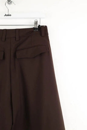 Pantalon large TheLatest Chino pleat wide leg pants Marron en Polyester