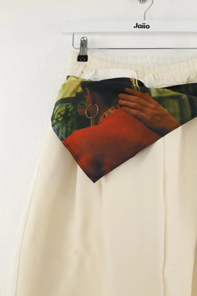 Pantalon large White Canvas Beige en Coton
