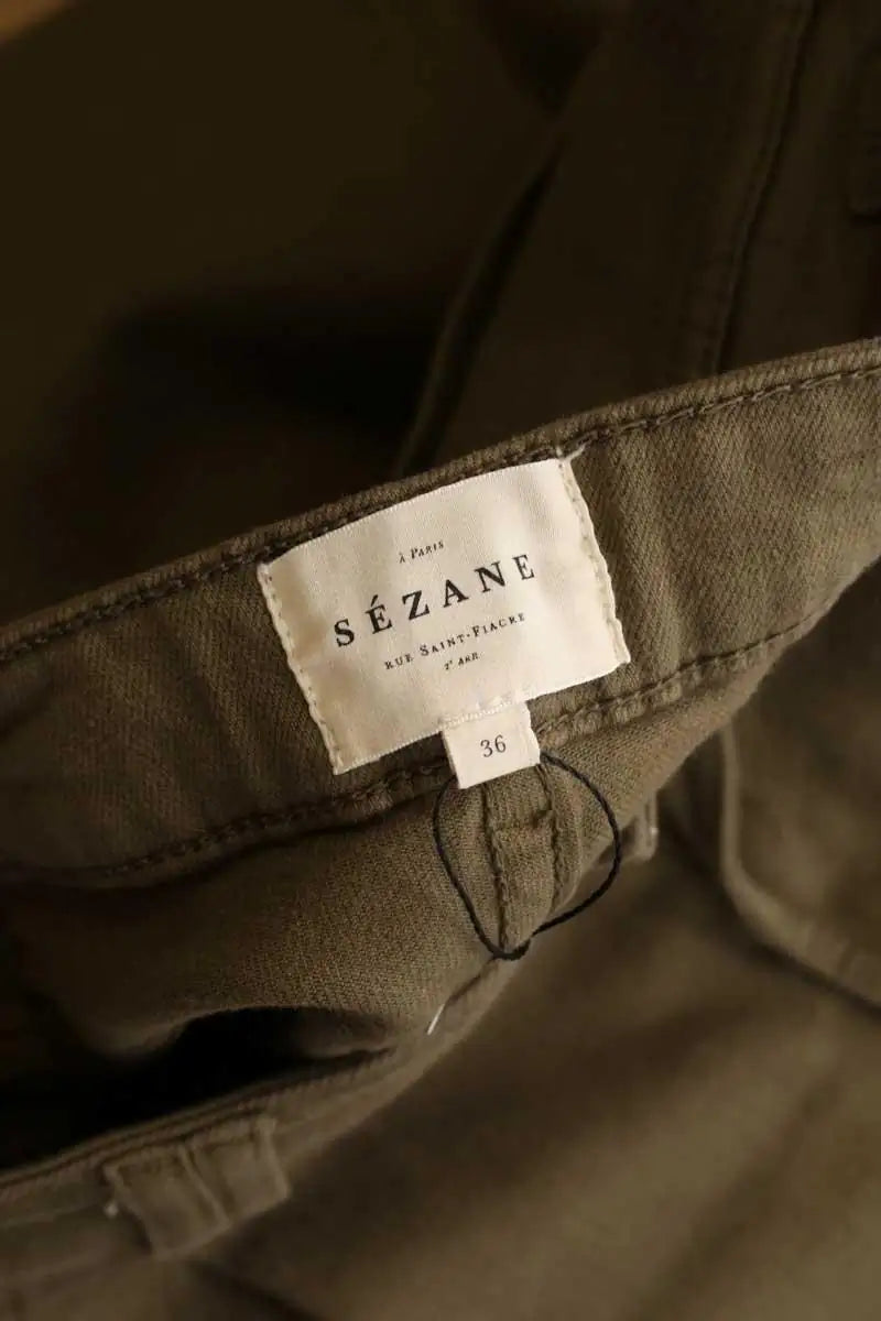 Pantalon Sézane Kaki en Coton
