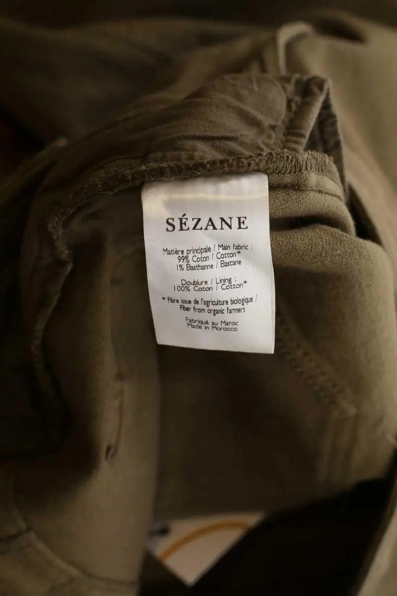 Pantalon Sézane Kaki en Coton