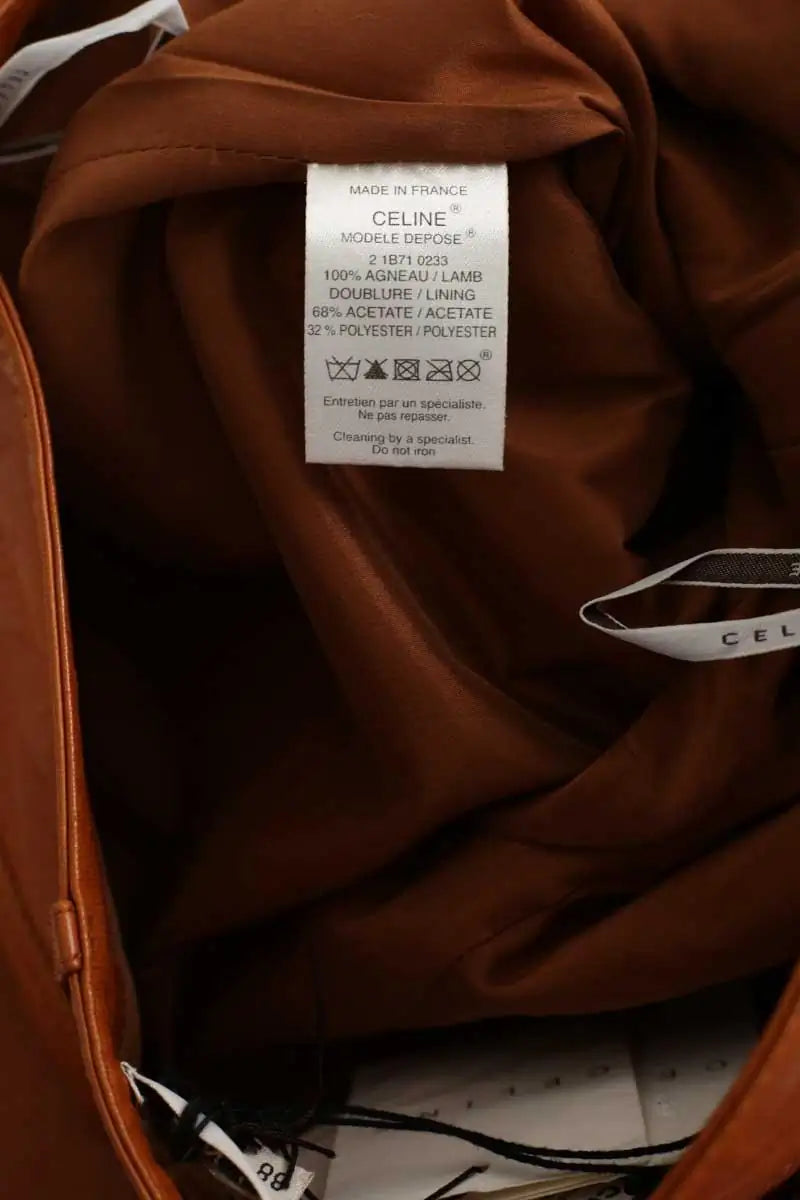 Pantalon slim Celine Orange en Cuir