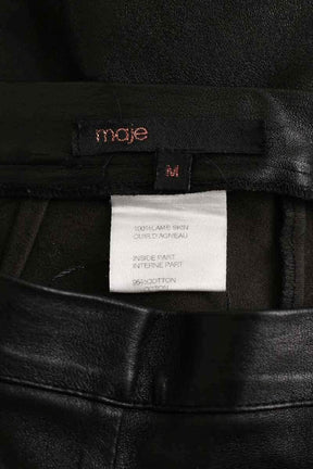 Pantalon slim Maje Noir en Cuir