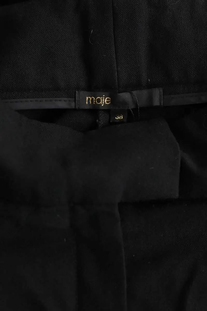 Pantalon slim Maje Noir en Laine