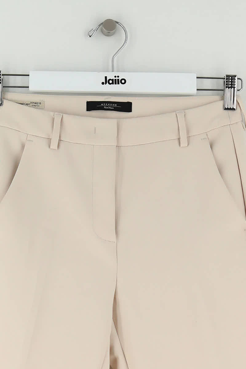 Pantalon slim Max Mara Beige en Polyester